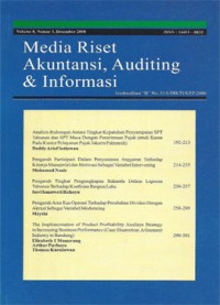 Media Riset Akuntansi, Auditing & Informasi.; Volume 15 No 2 September 2015