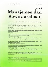 Image of Jurnal Manajemen dan Kewirausahaan Vol. 12. No.2 September 2010