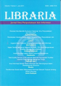 Image of LIBRARIA; Jurnal Ilmu Perpustakaan dan Informasi Volume 1 Nomor 1, Juni 2011