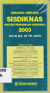 Image of Undang-undang SISDIKNAS; Sistem Pendidikan Nasional 2003
