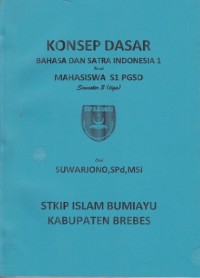 Image of Konsep Dasar Bahasa dan Sastra Indonesia 1; untuk Mahasiswa S1 PGSD semester 3 (tiga)