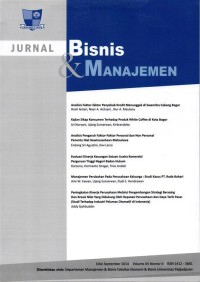 Image of Jurnal Bisnis Dan Manajemen ; Volume XV Nomor II, September 2014