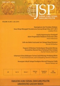 JSP Jurnal Ilmu Sosial dan Ilmu Politik (Vol 20, No 1, Juli 2016)