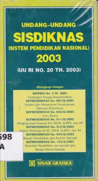 Undang-undang SISDIKNAS; Sistem Pendidikan Nasional 2003