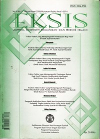 EKSIS; Jurnal Ekonomi Keuangan dan Bisnis Islami Vol. 4 No. 1, Januari-Maret 2008