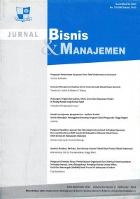 Jurnal Bisnis Dan Umum; Volume XIV Nomor II,September 2013