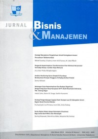 Jurnal Bisnis Dan Manajemen; Volume XV Nomor I , Maret 2014