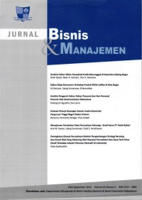 Jurnal Bisnis Dan Manajemen ; Volume XV Nomor II, September 2014