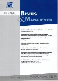 Jurnal Bisnis Dan Manajemen ; Volume XVI Nomor I, Maret 2015